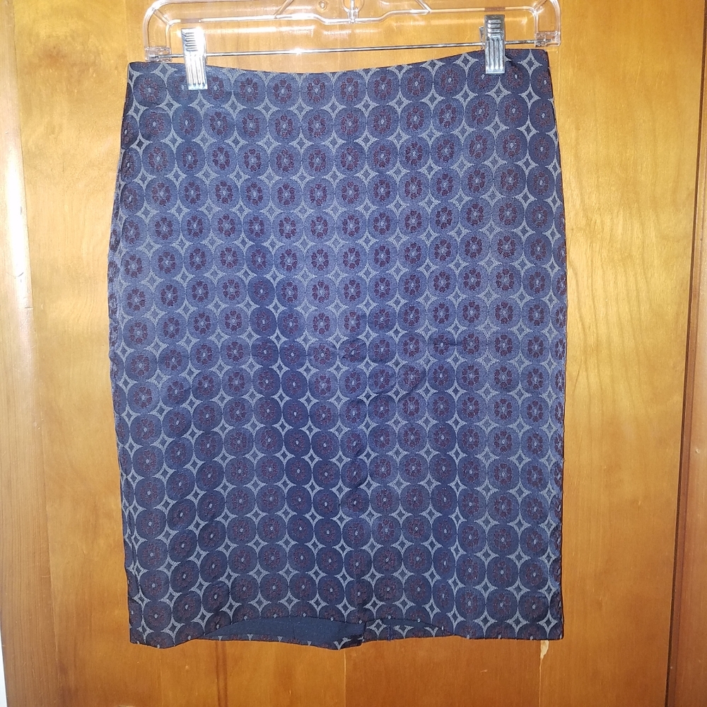 Ann Taylor Navy Blue Floral Skirt